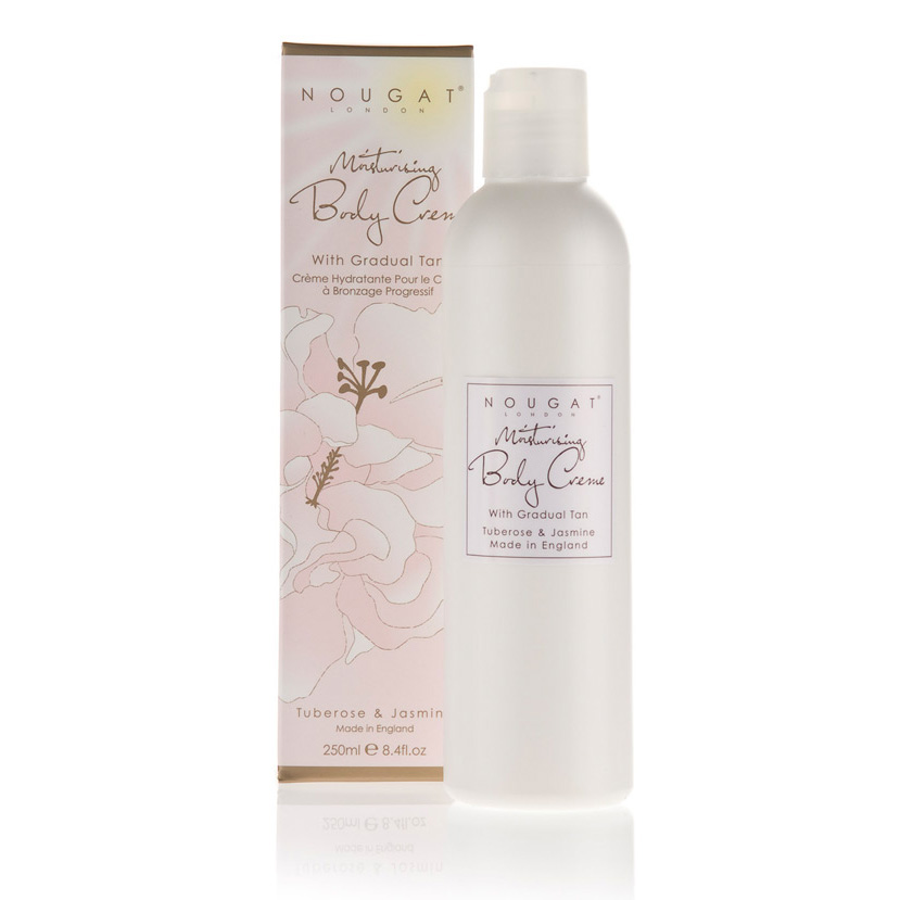 Nawilżający krem do ciała delikatnie brązujący o aromacie kwiatu jaśminu i tuberozy