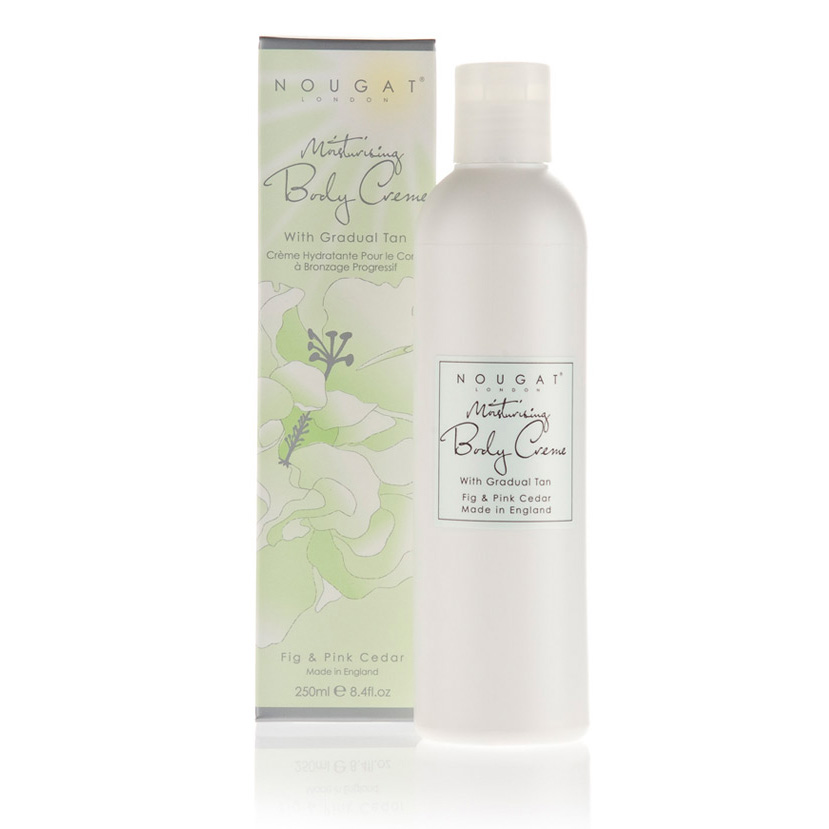 Nawilżający krem do ciała delikatnie brązujący o aromacie figi i rózowego cedru