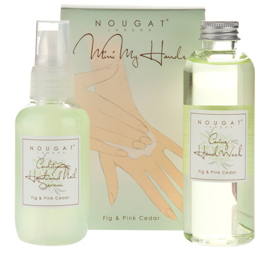 Mini zestaw do pielęgnacji dłoni - kosmetyki o aromacie figi i różowego cedru
